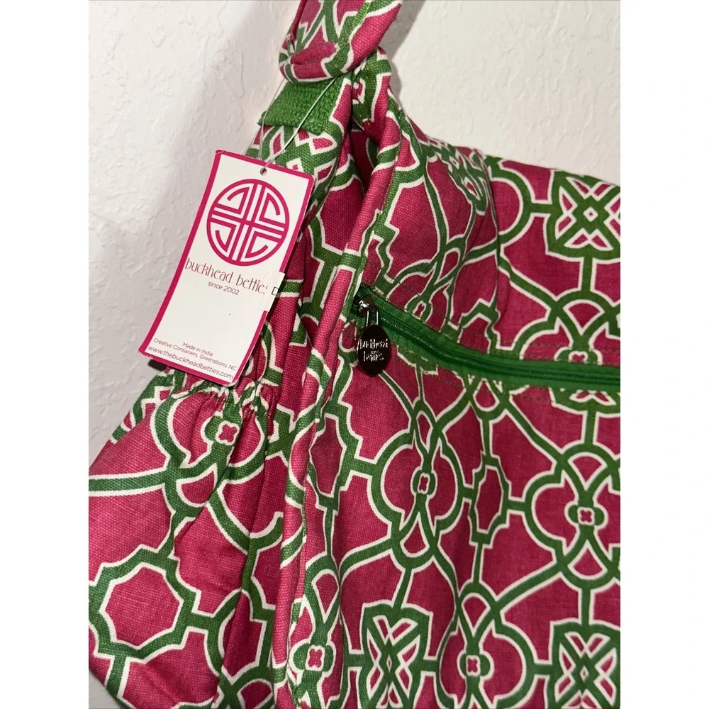 Buckhead Betties Lattice Diaper Bag Baby Large Pink & Green NWT A16